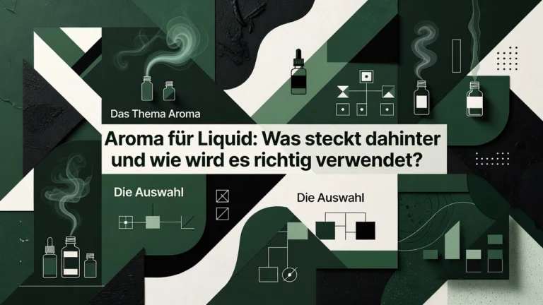 Professional header image for educational tutorial: Aroma für Liquid: Was steckt dahinter und wie wird es ric...