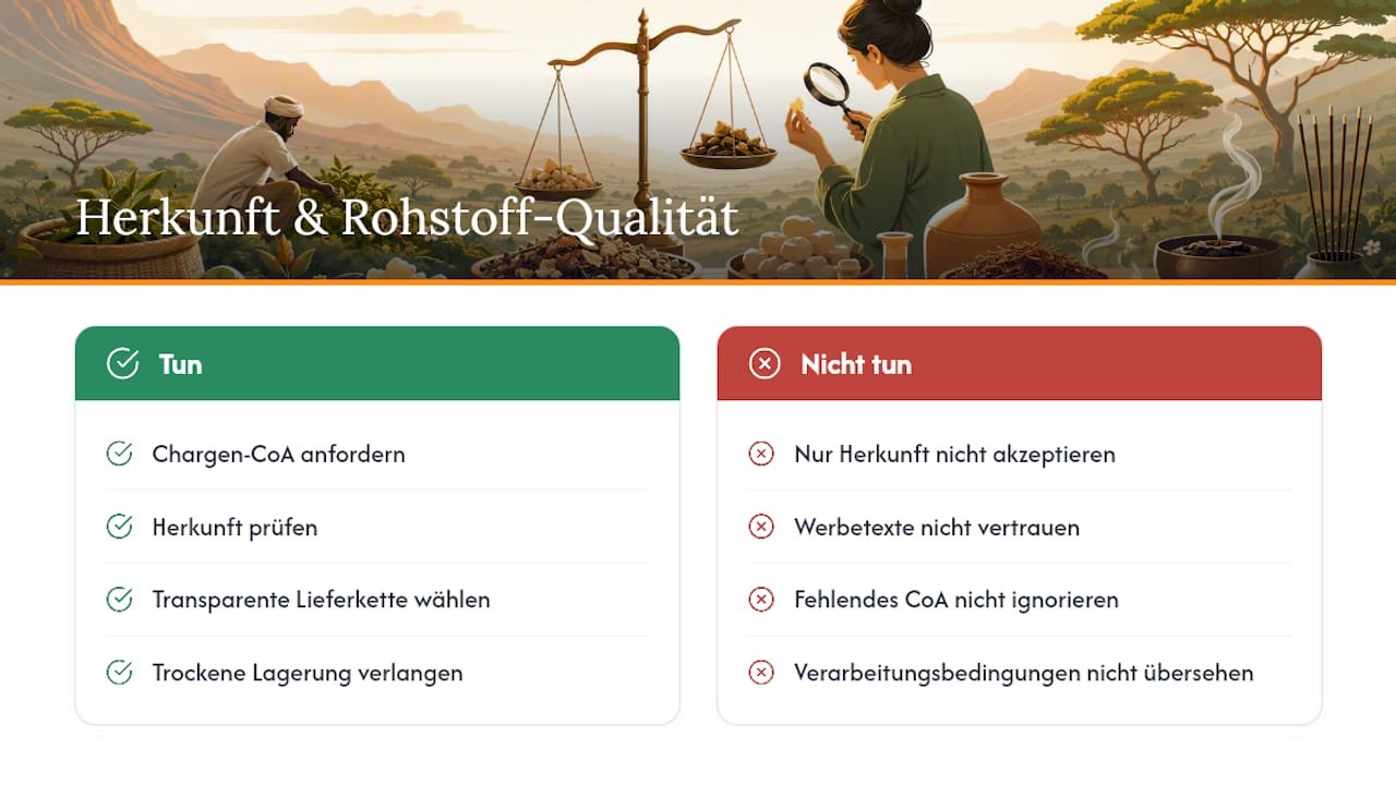 Herkunft und Qualität der verwendeten Rohstoffe — overview diagram